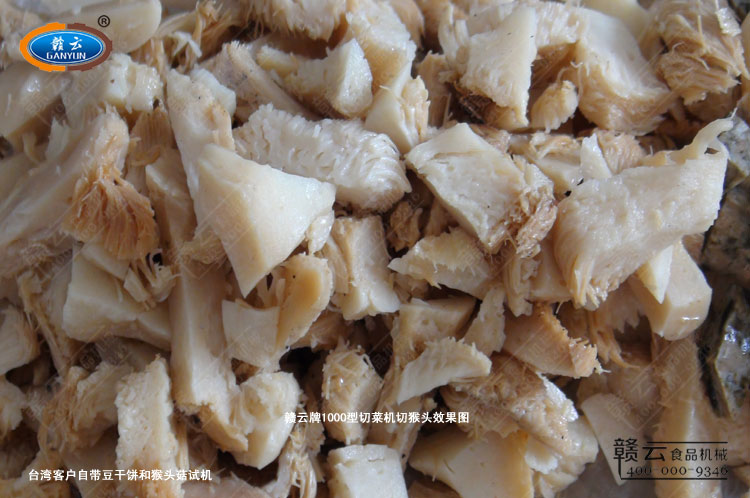 1000型切菜機跳過離心切片直接切猴頭菇效果圖